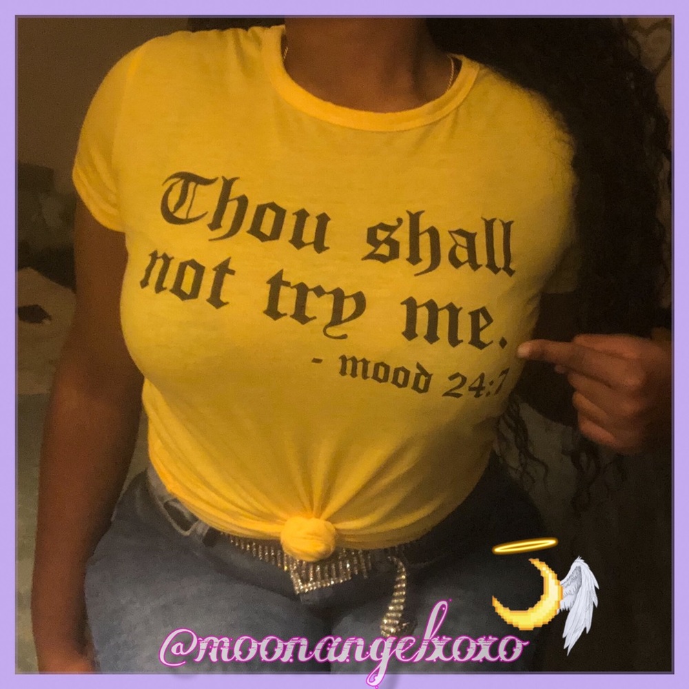 💛Yellow “Thou Shall Not Try Me” T-Shirt (Large)💛